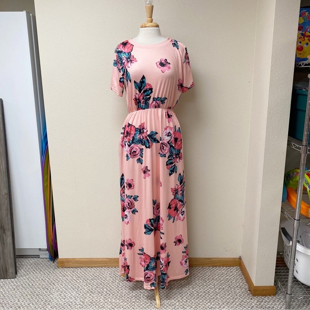 Floral Maxi Dress Pink Small